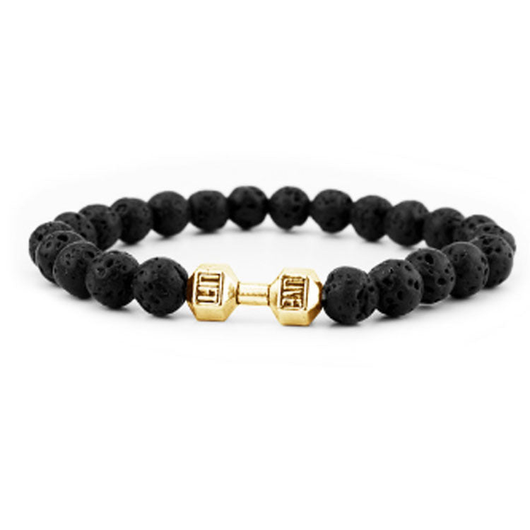 Strength Beaded Stone Band - Gold