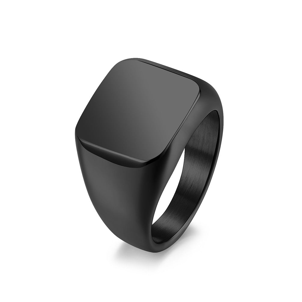 Chunky Signet Black Ring