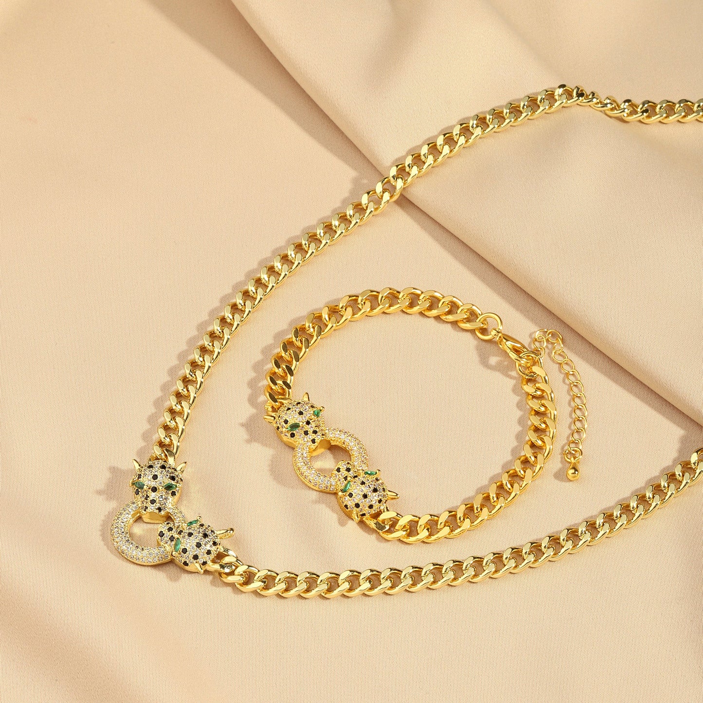 Amara Bracelet and Necklace Combo - Gold