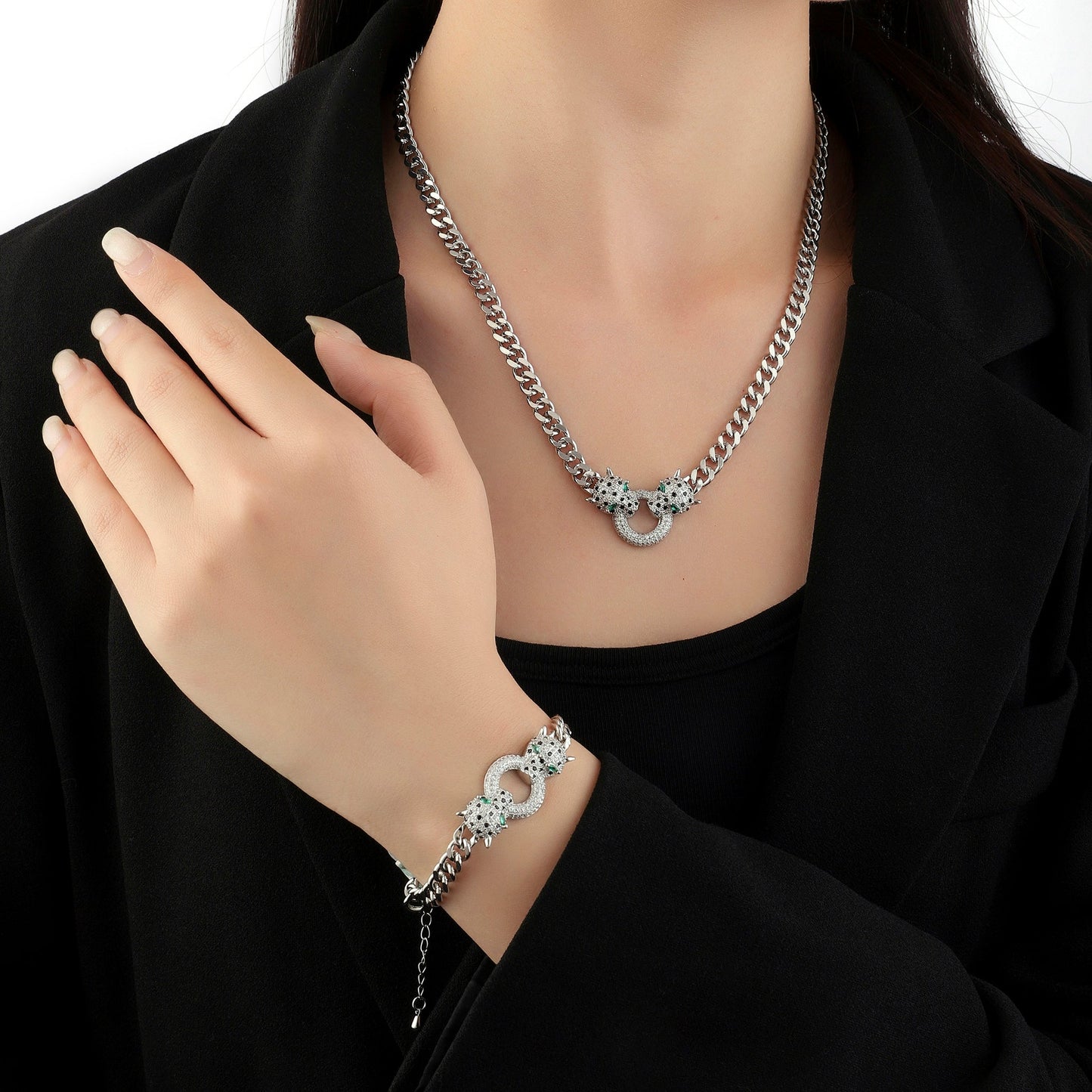 Amara Bracelet and Necklace Combo - Silver