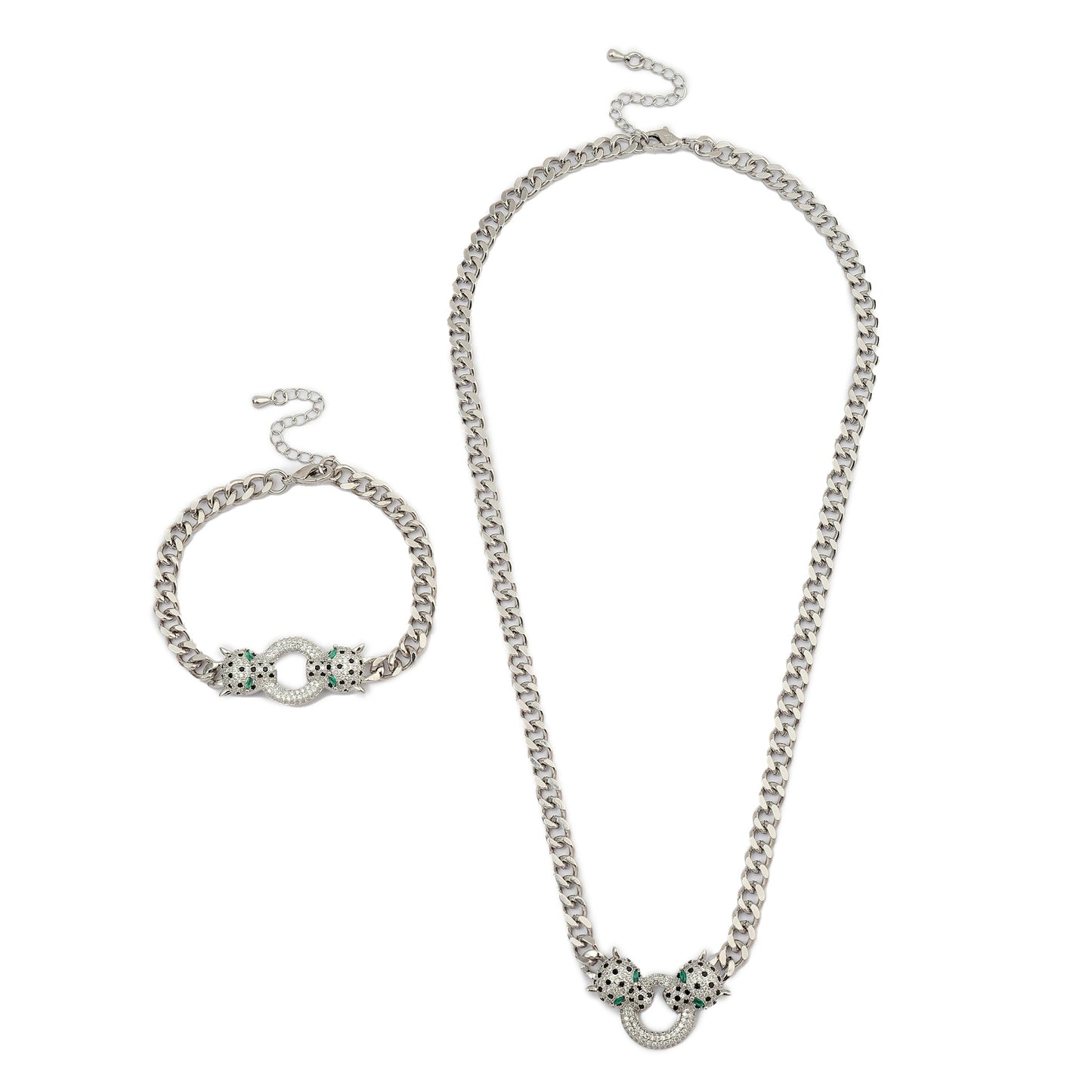 Amara Bracelet and Necklace Combo - Silver