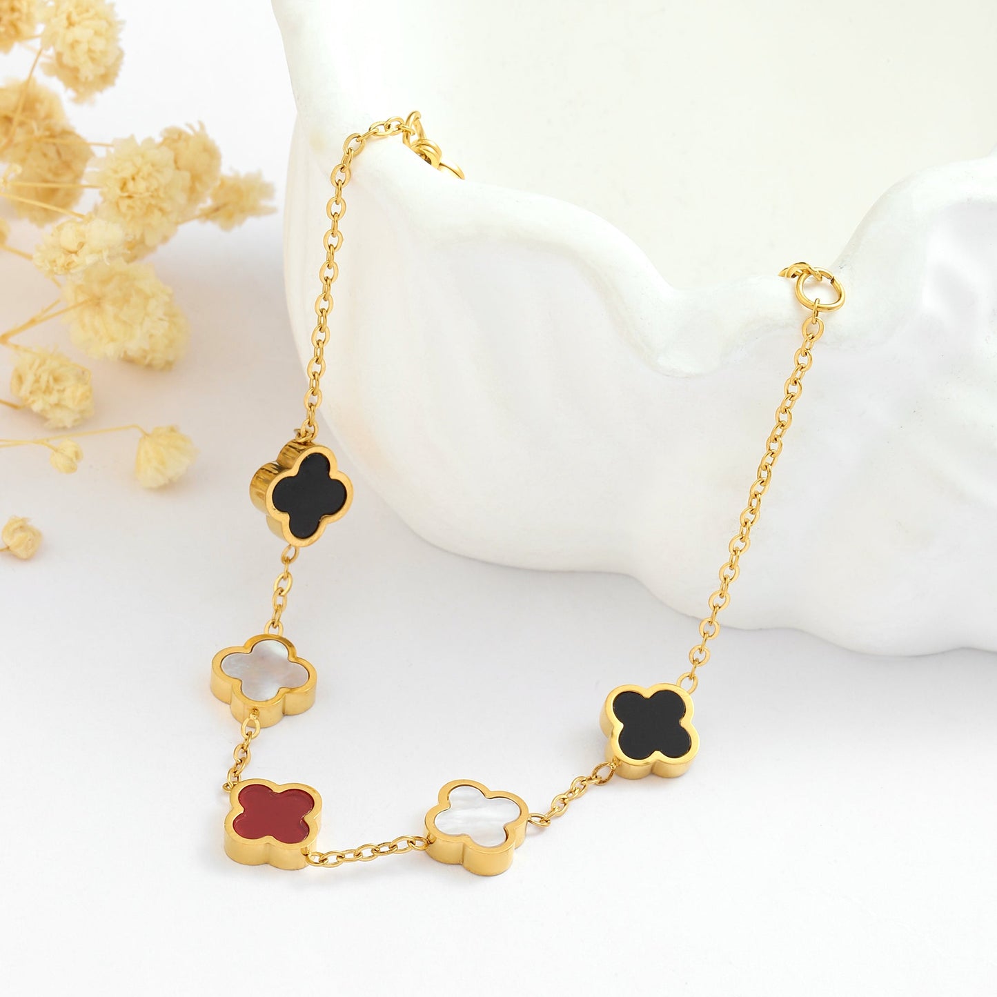 Cherish Clover Multicolor gold Bracelet