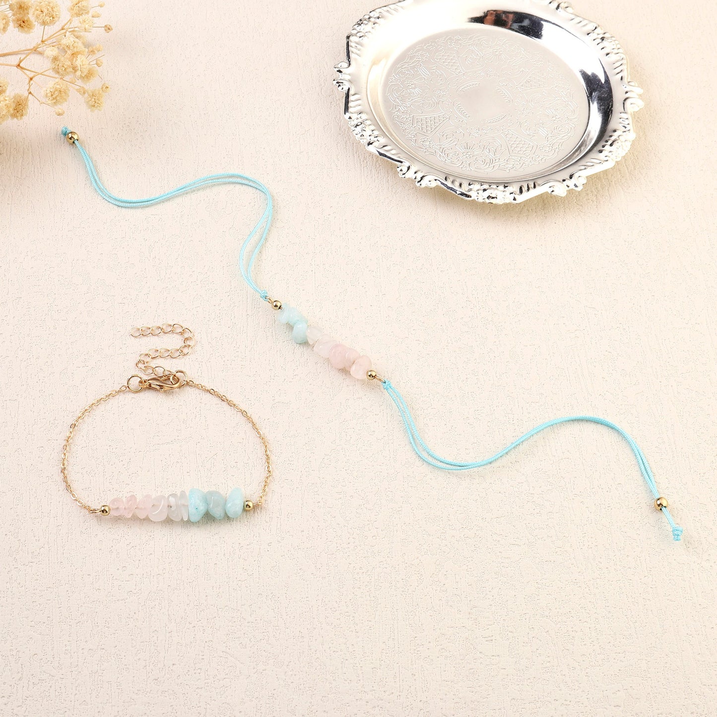 Aquamarine Luck Rakhi for Bhaiya and Bhabhi