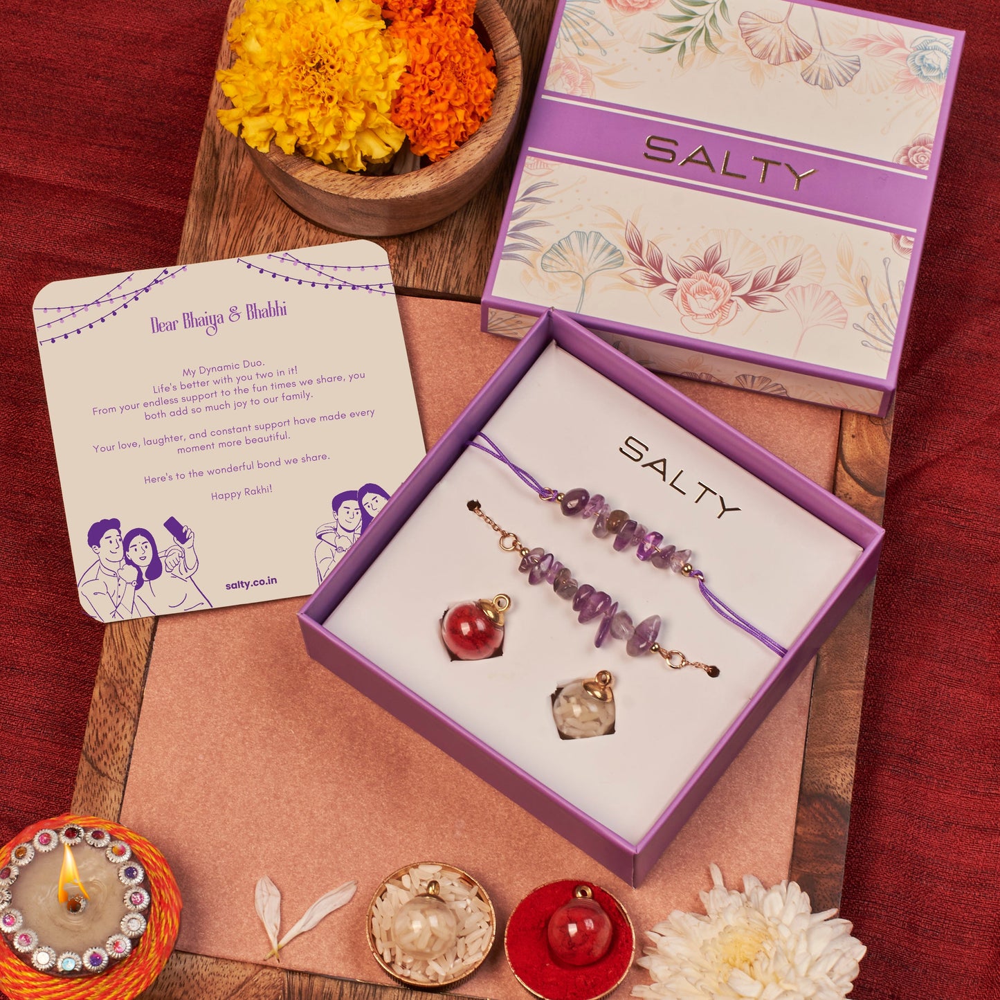 Amethyst Rakhi for Bhaiya and Bhabhi