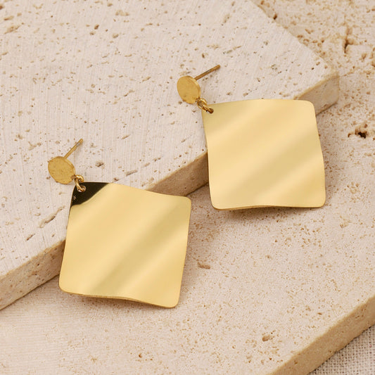 Textured Square Gold Earring