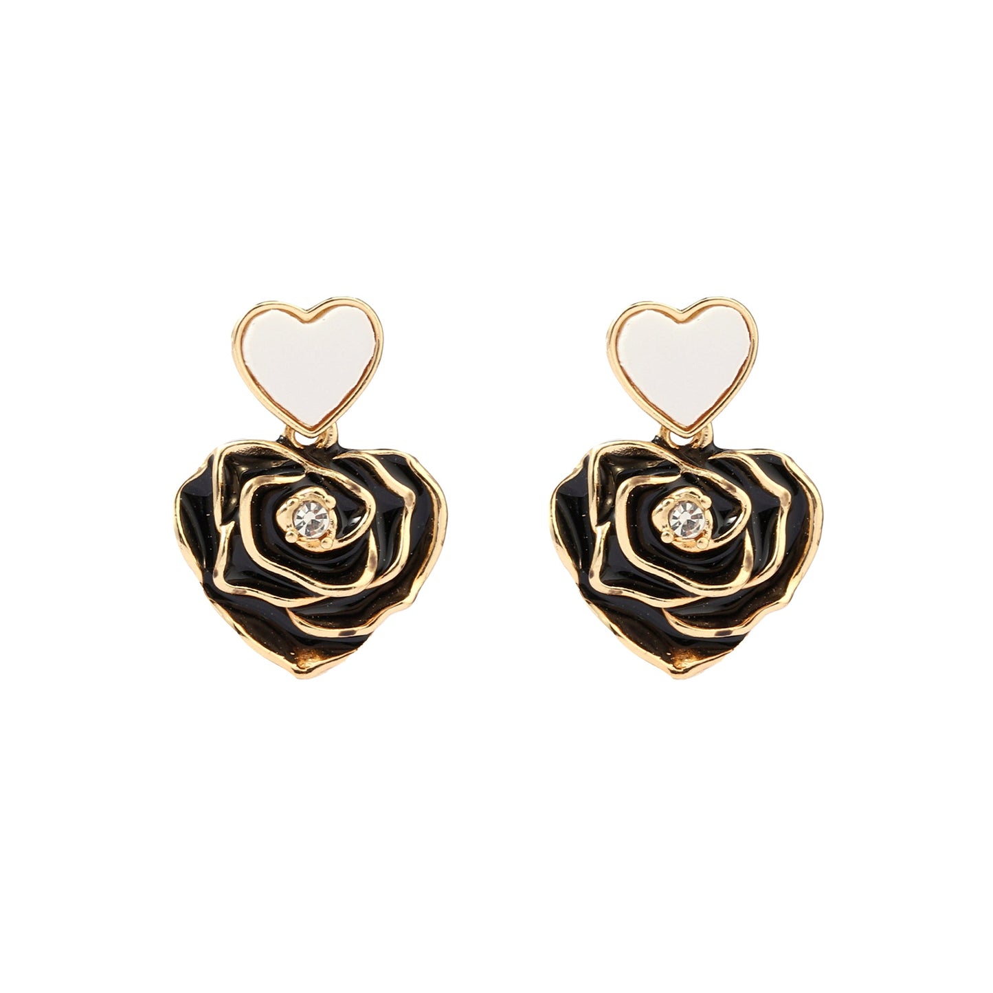 Blacky Heart Luxury Gold Earring