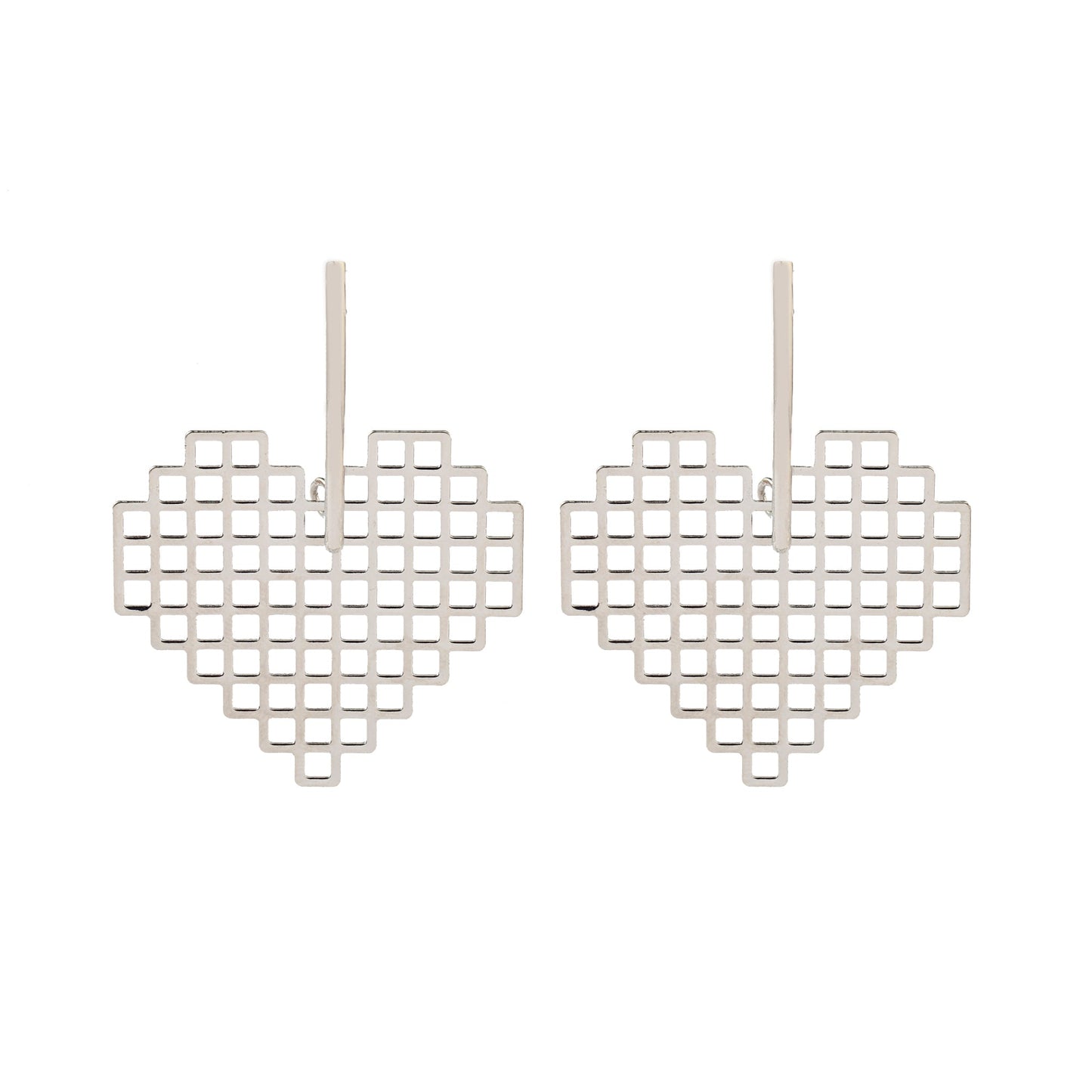 Check Heart Luxury Silver Earring