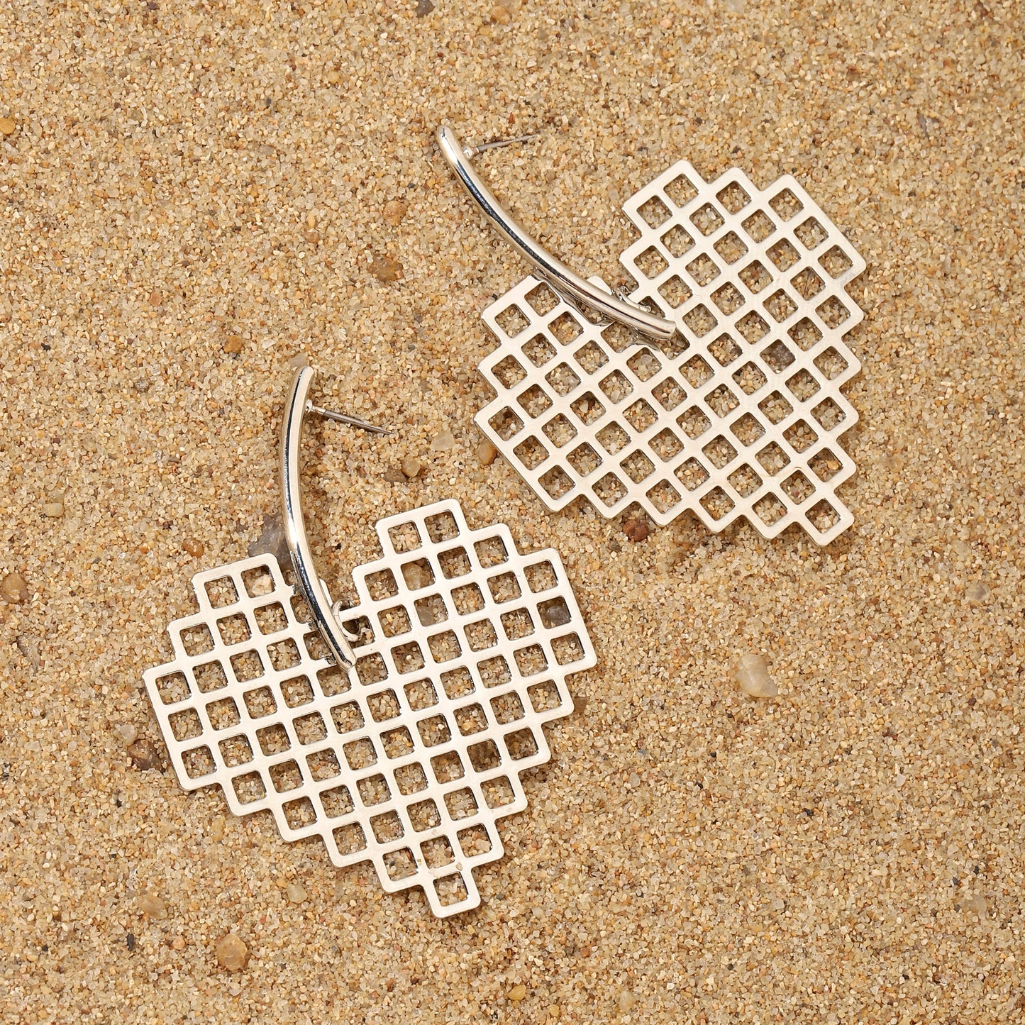 Check Heart Luxury Silver Earring