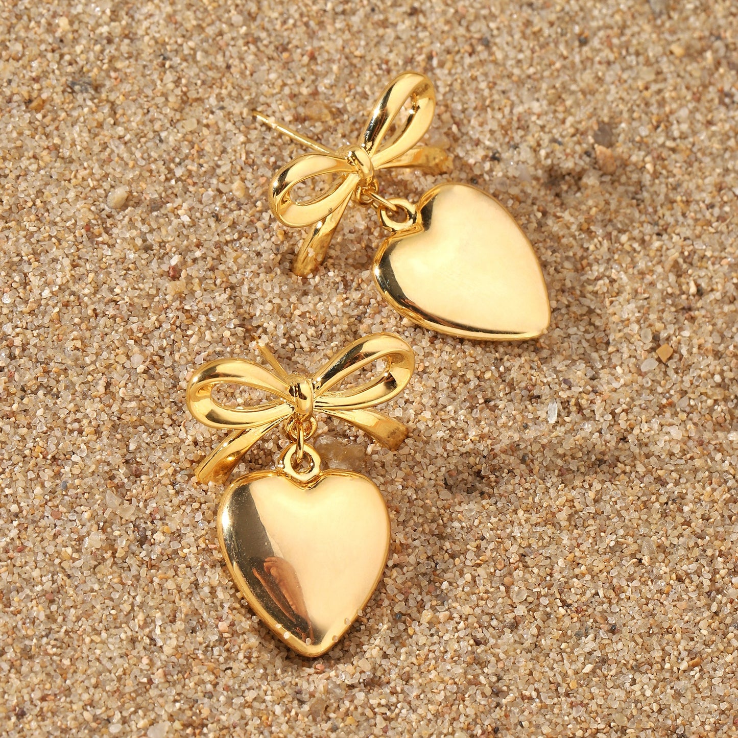 Tactile Heart Gold Earring