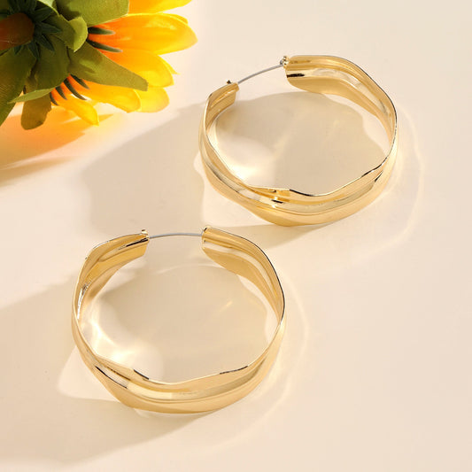 Craggy Big Gold Hoop Earring