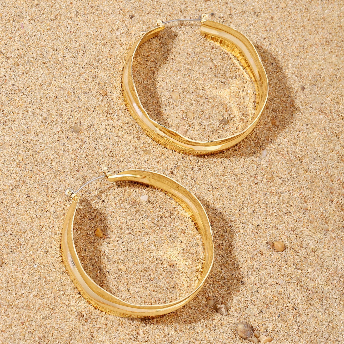 Craggy Big Gold Hoop Earring