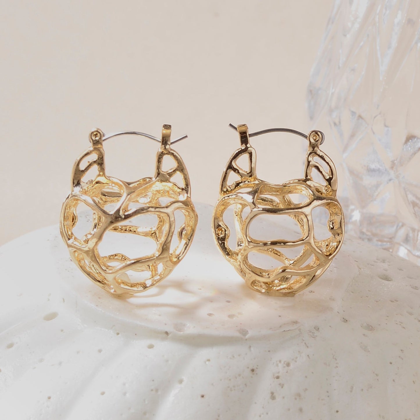 Abstract See Through Gold Earring