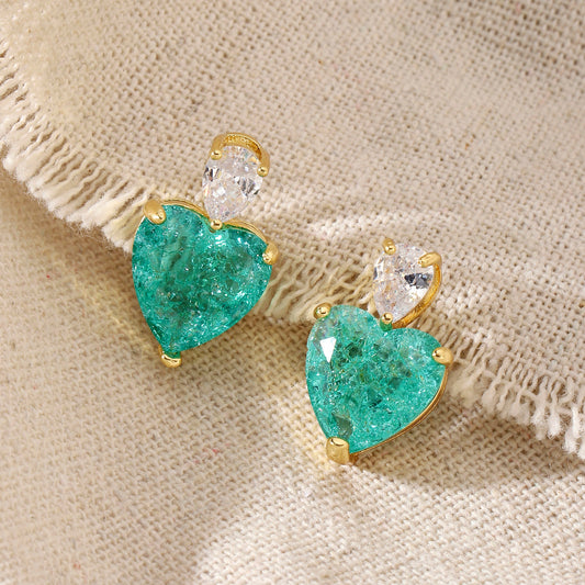 Tiana Green Heart Earring