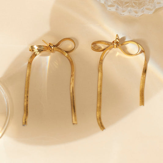 Bow Adorned Gold Earrings