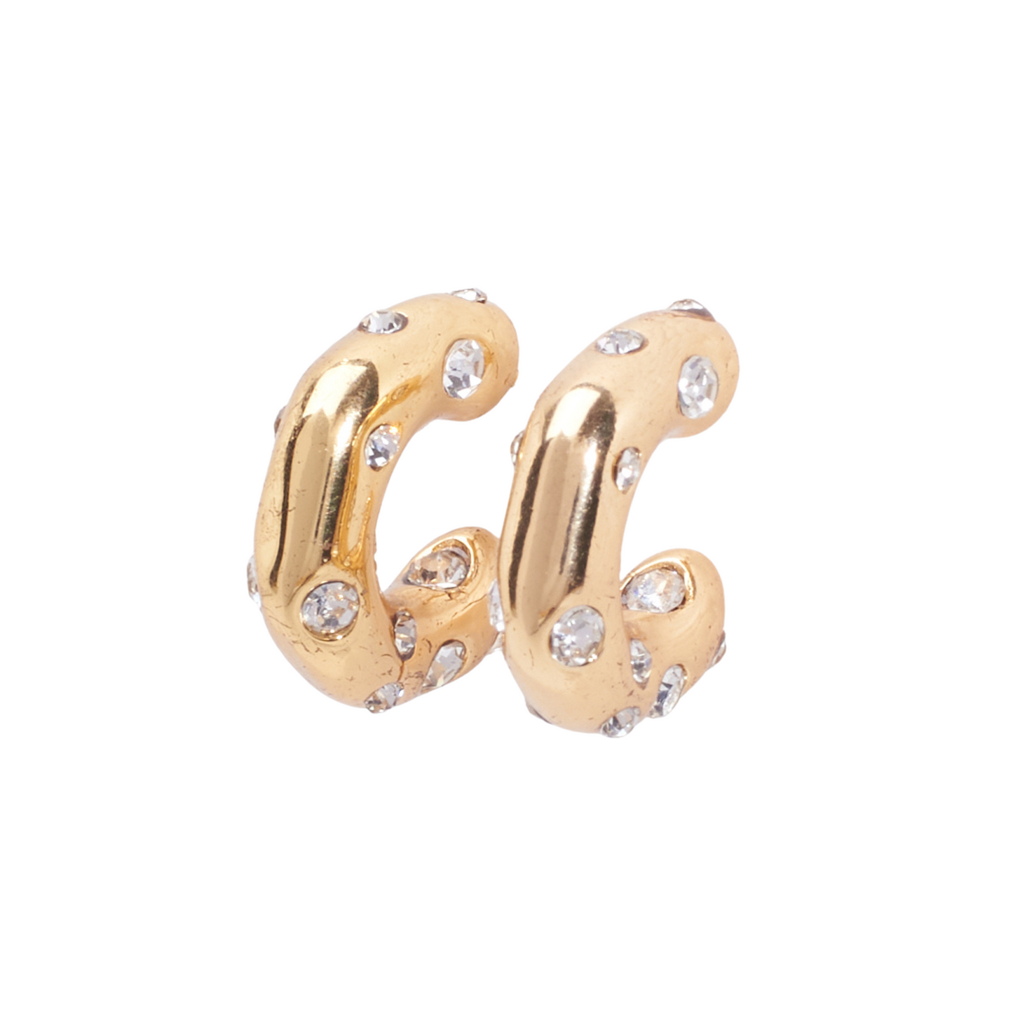 Stone Cascade Hoops Gold  Earrings