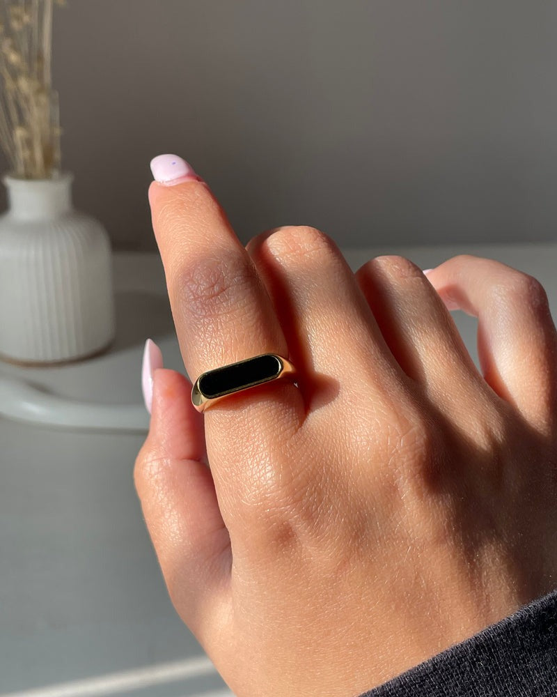 Tribal Gold Black Ring