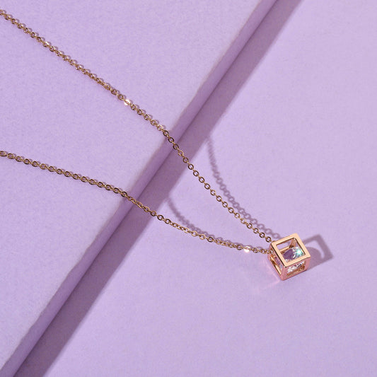 Square Solid RoseGold Necklace