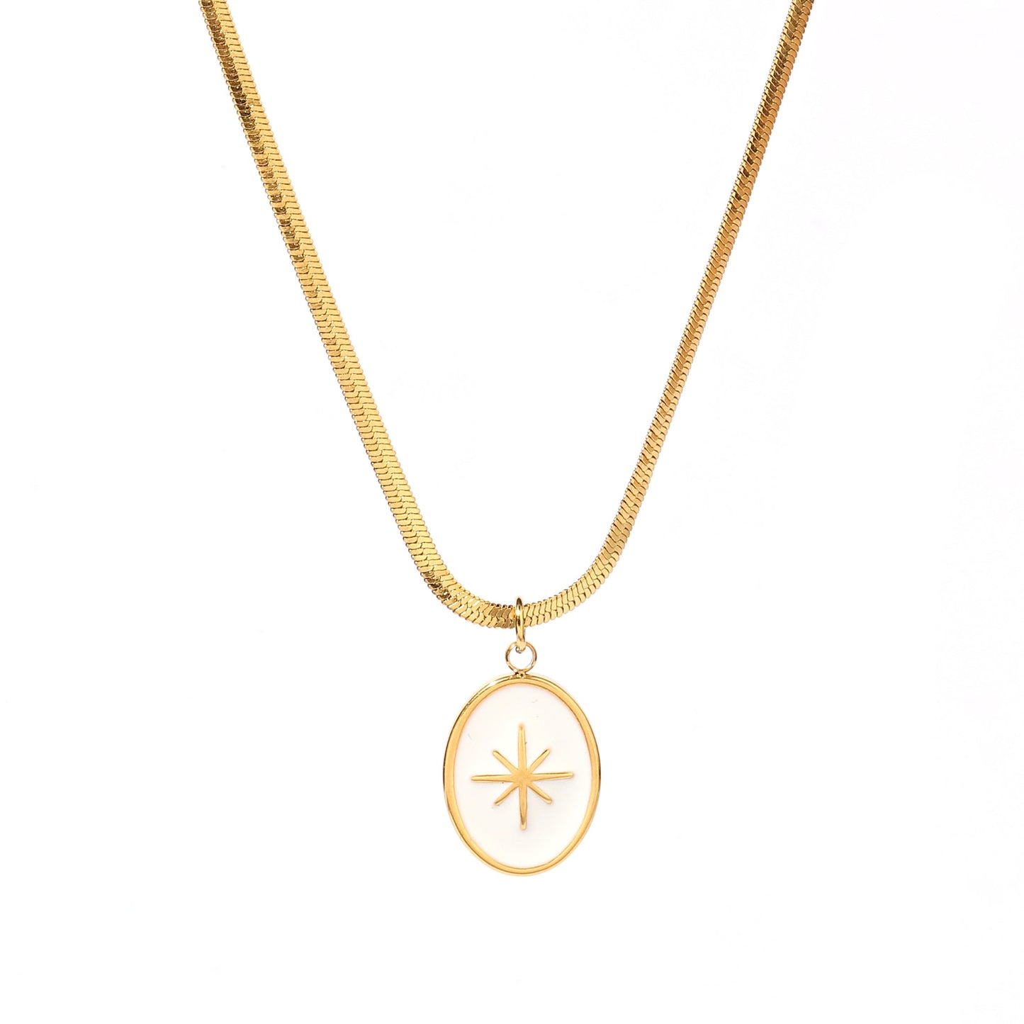 White Enamel Star Charm Necklace