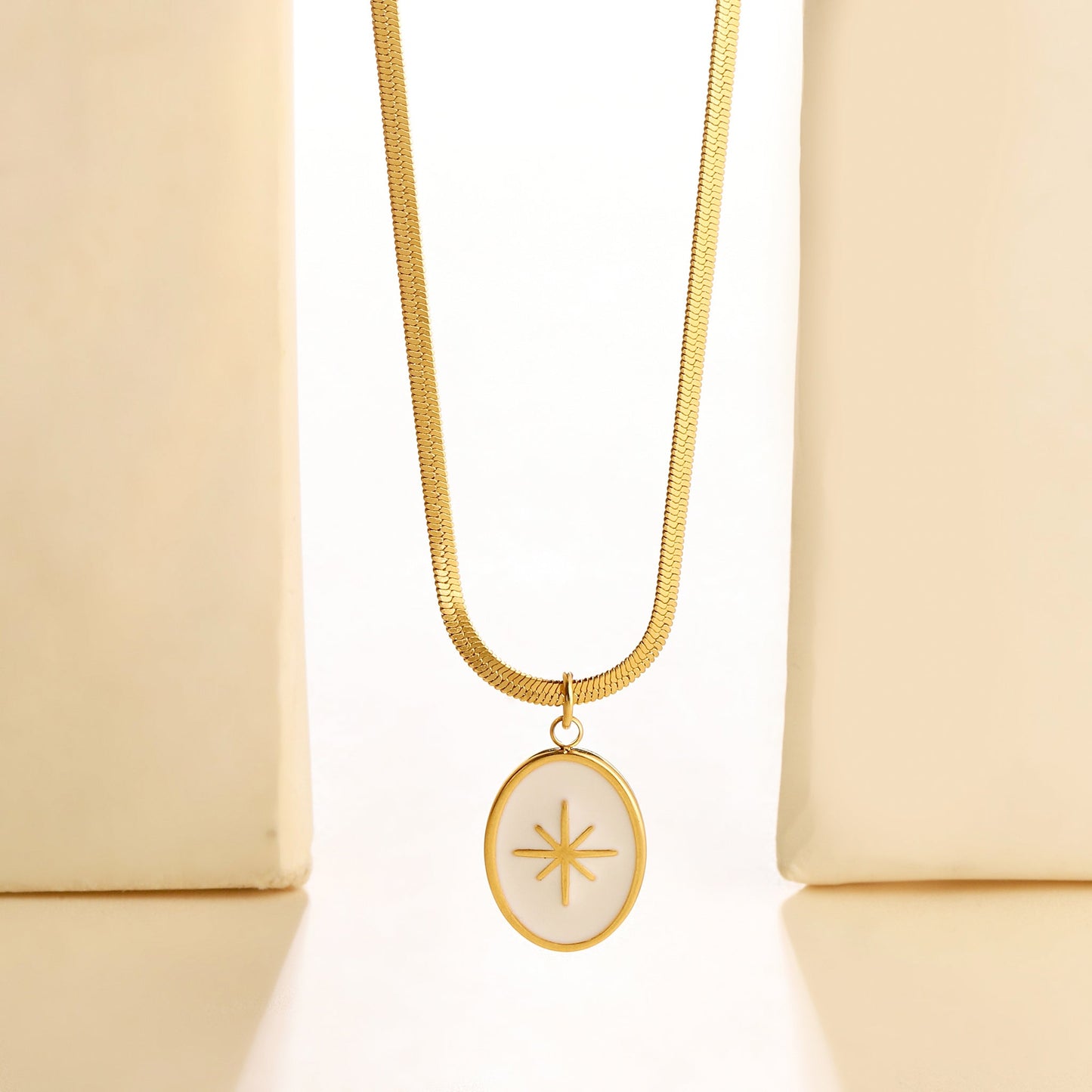 White Enamel Star Charm Necklace