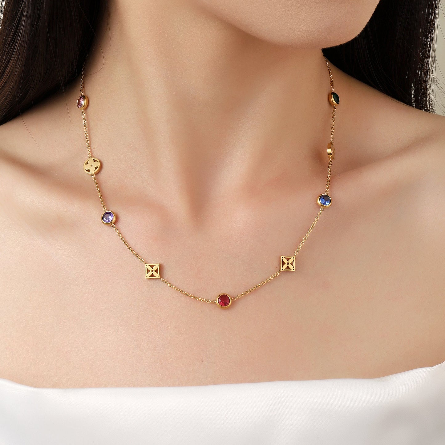 Tranquility Multicolor Gold Necklace