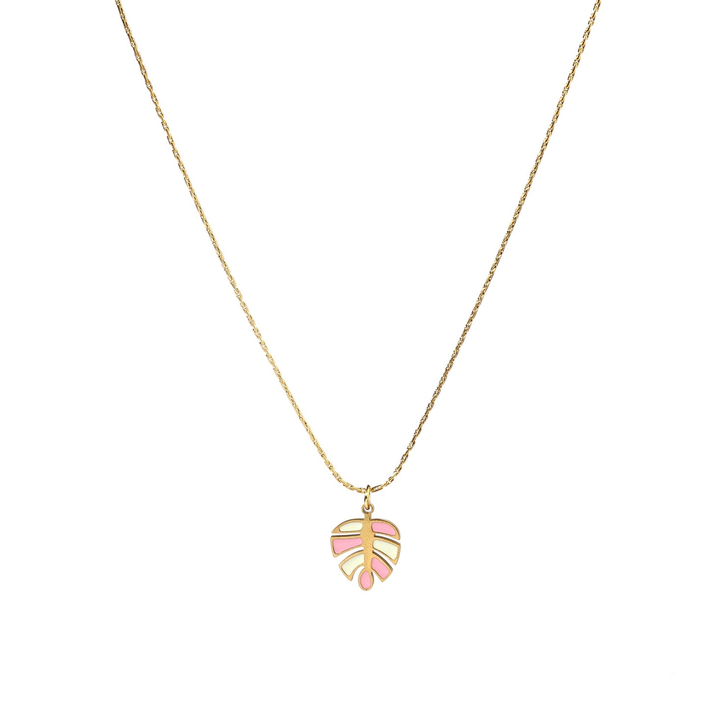 Autum Leaf Peach White Necklace