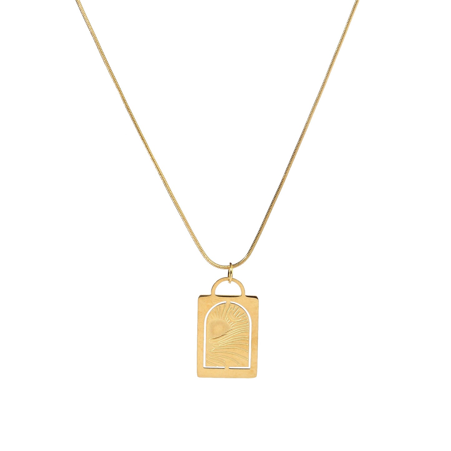 Sunray Frame Gold Necklace