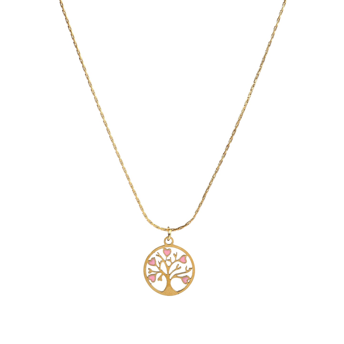 Tree Of Life Pink Heart Necklace