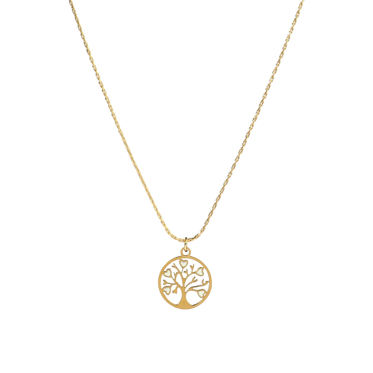 Tree Of Life White Heart Necklace