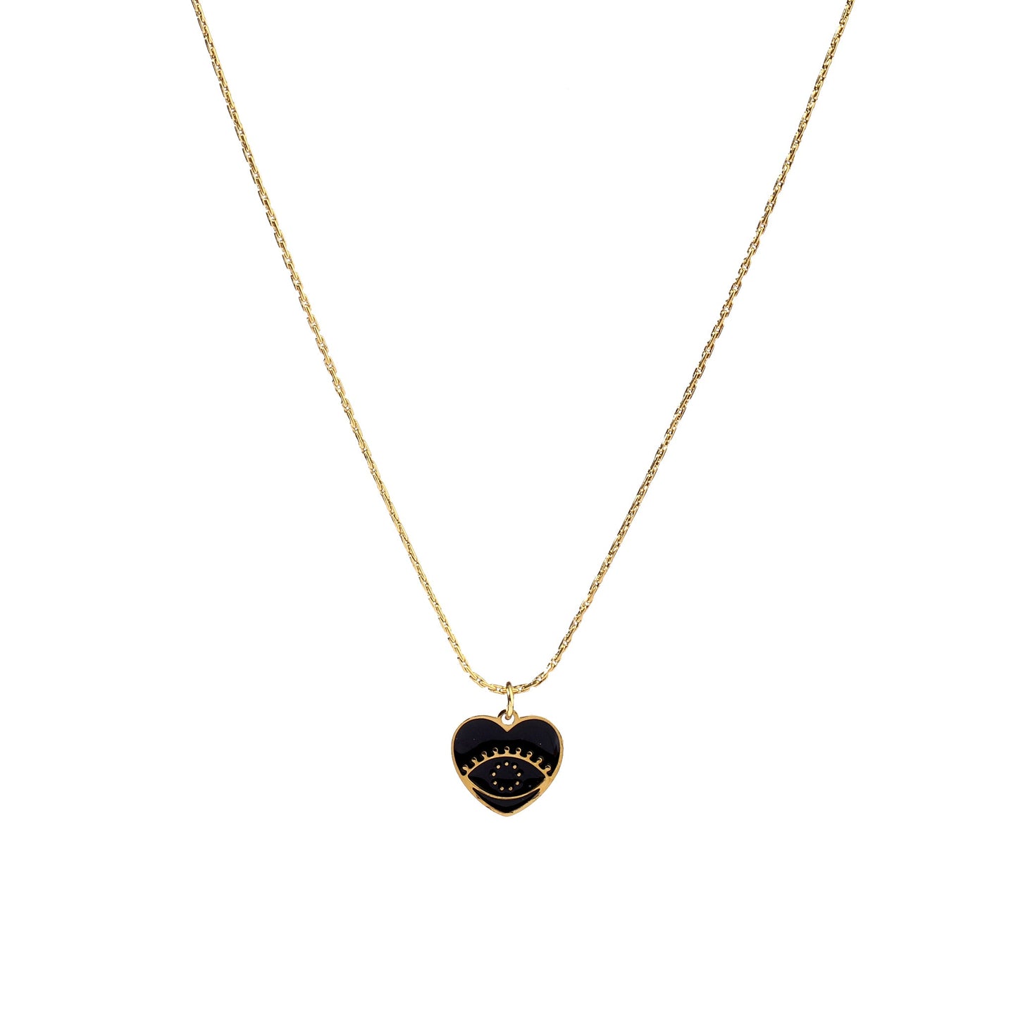 Black Heart Evil Eye Necklace