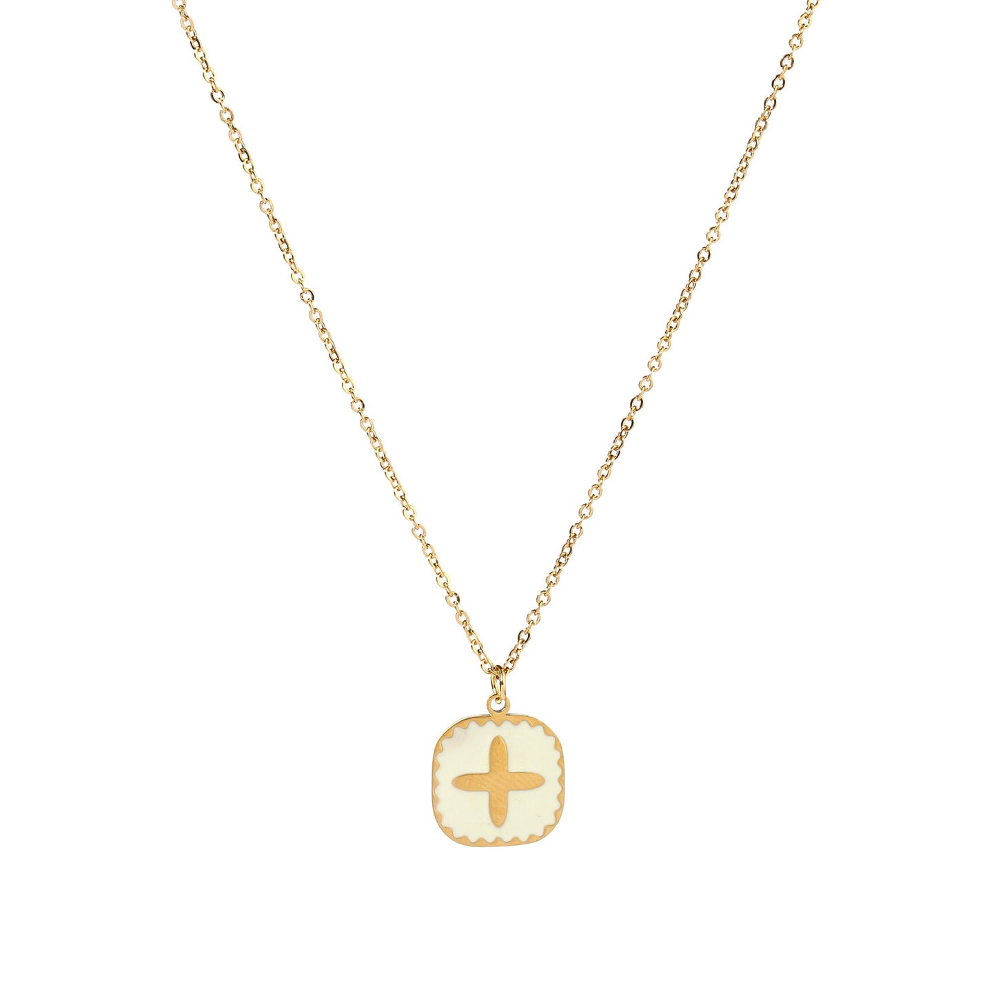 White Cross Gold Necklace