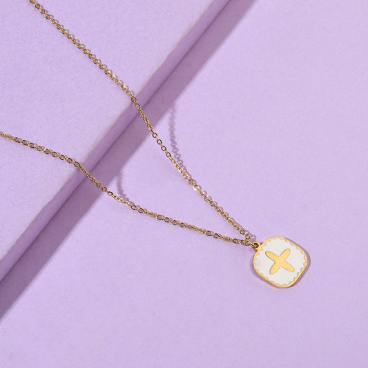 White Cross Gold Necklace