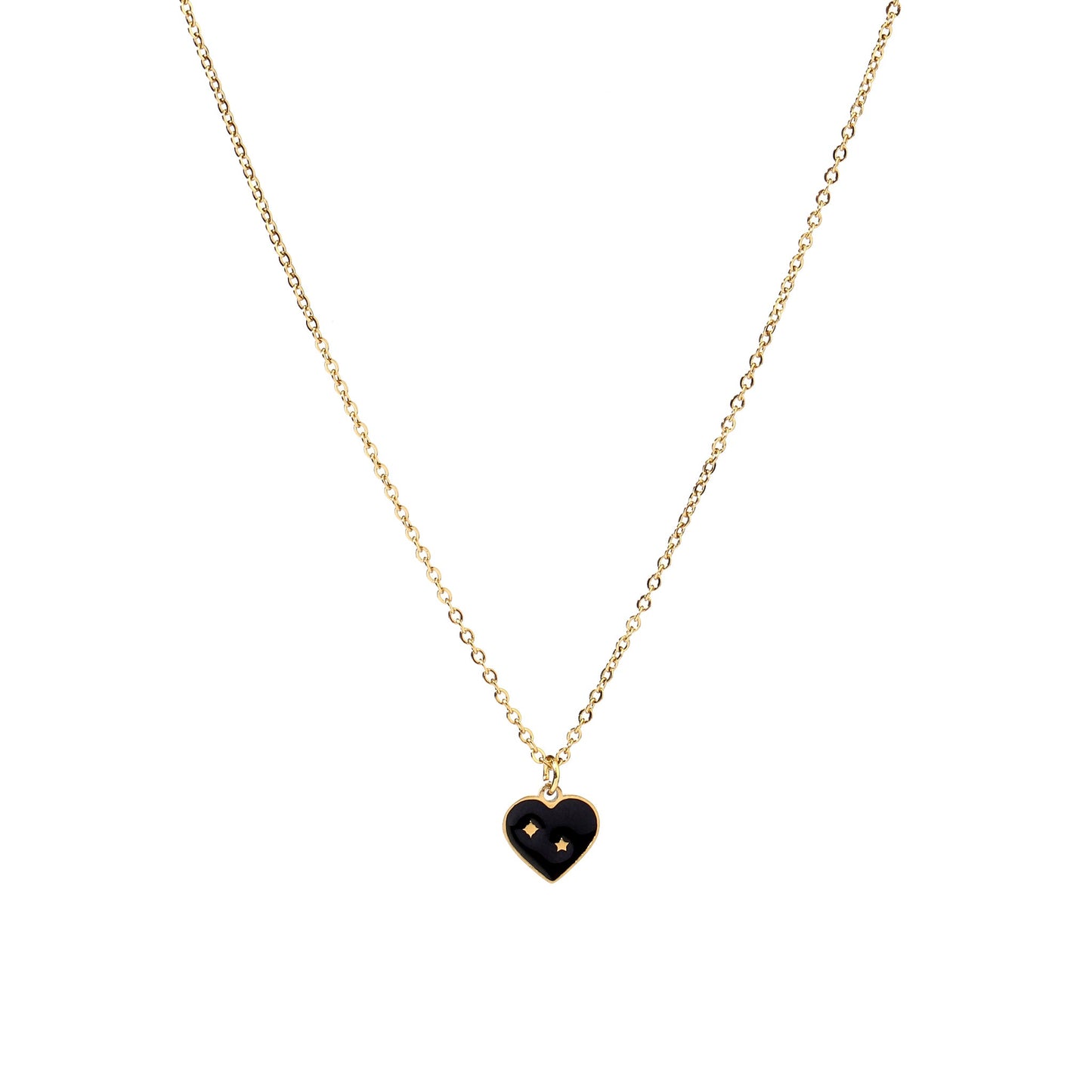 Black Heart Gold Necklace