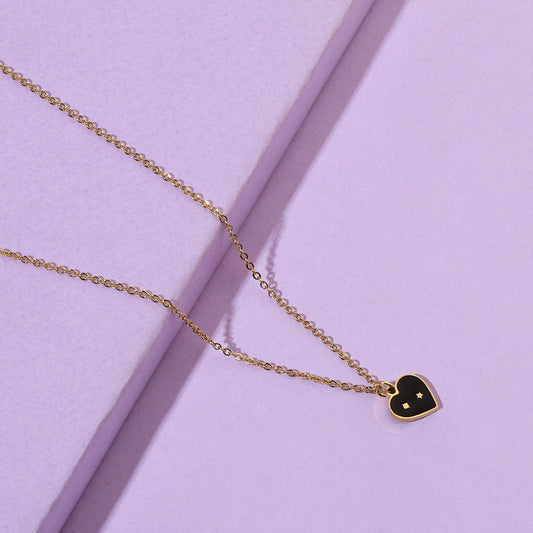 Black Heart Gold Necklace