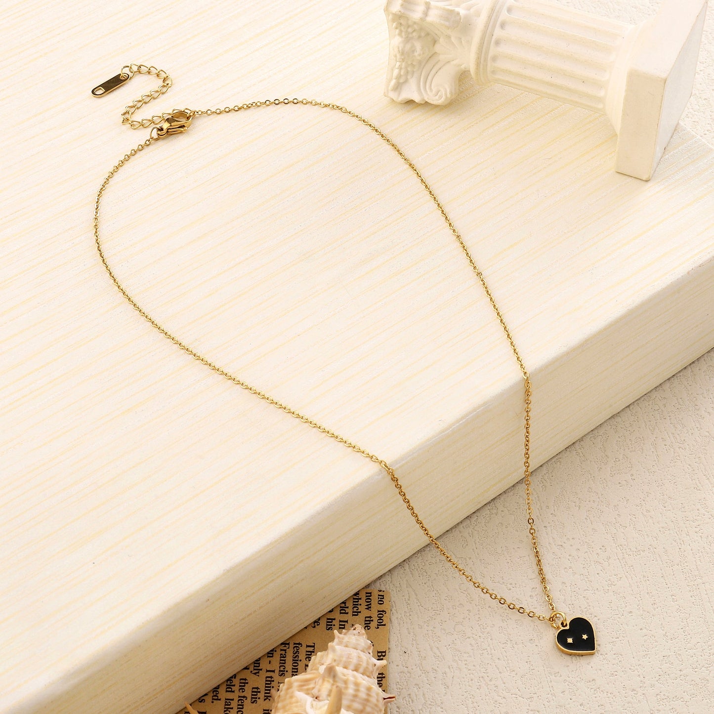 Black Heart Gold Necklace