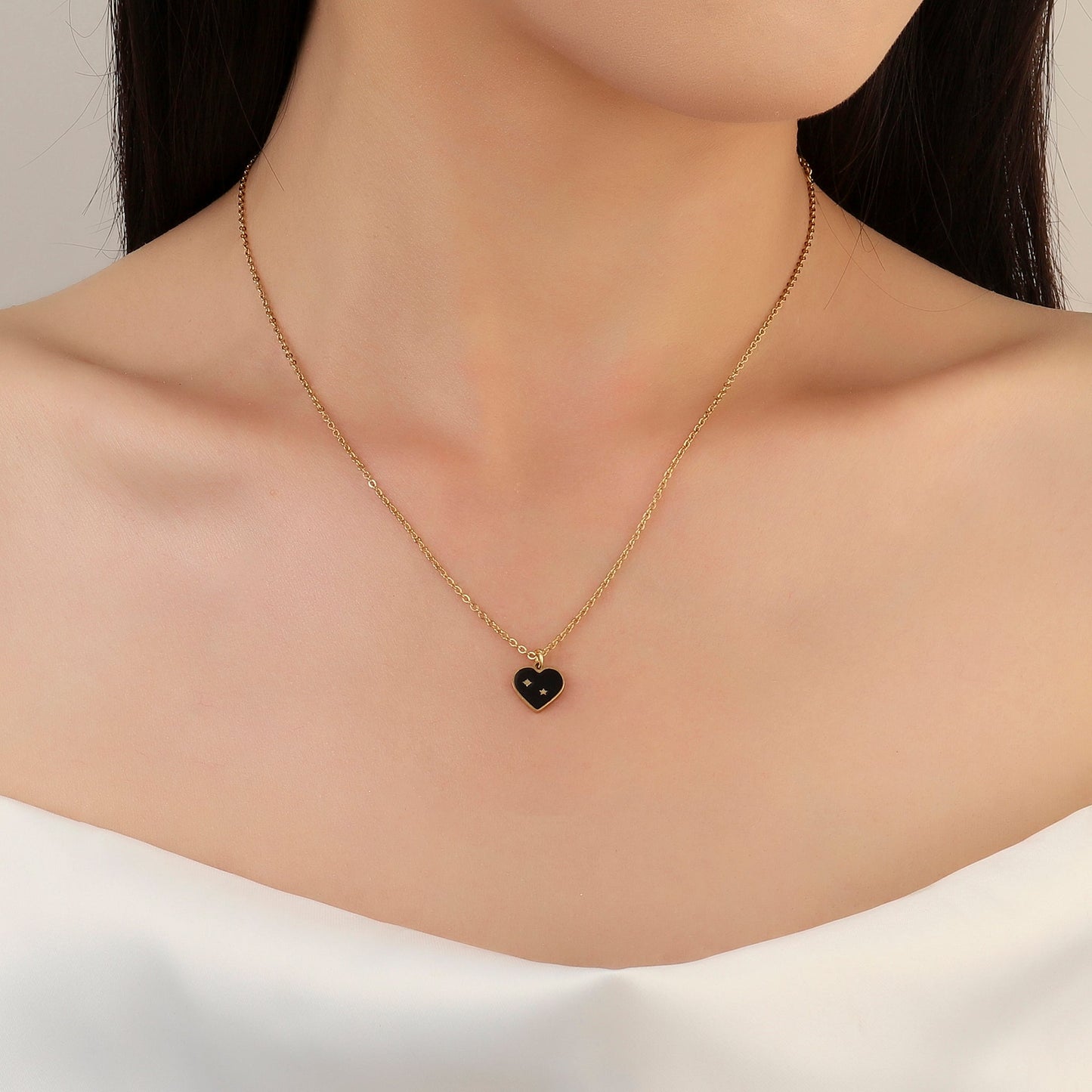 Black Heart Gold Necklace