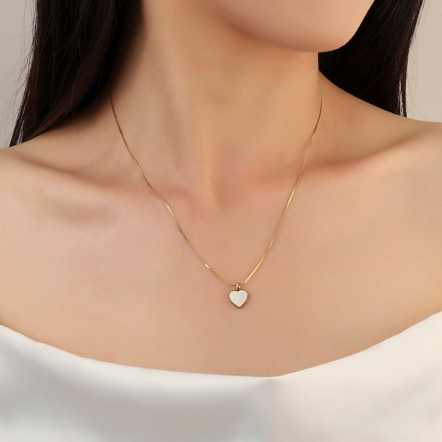 White Mine Heart Necklace