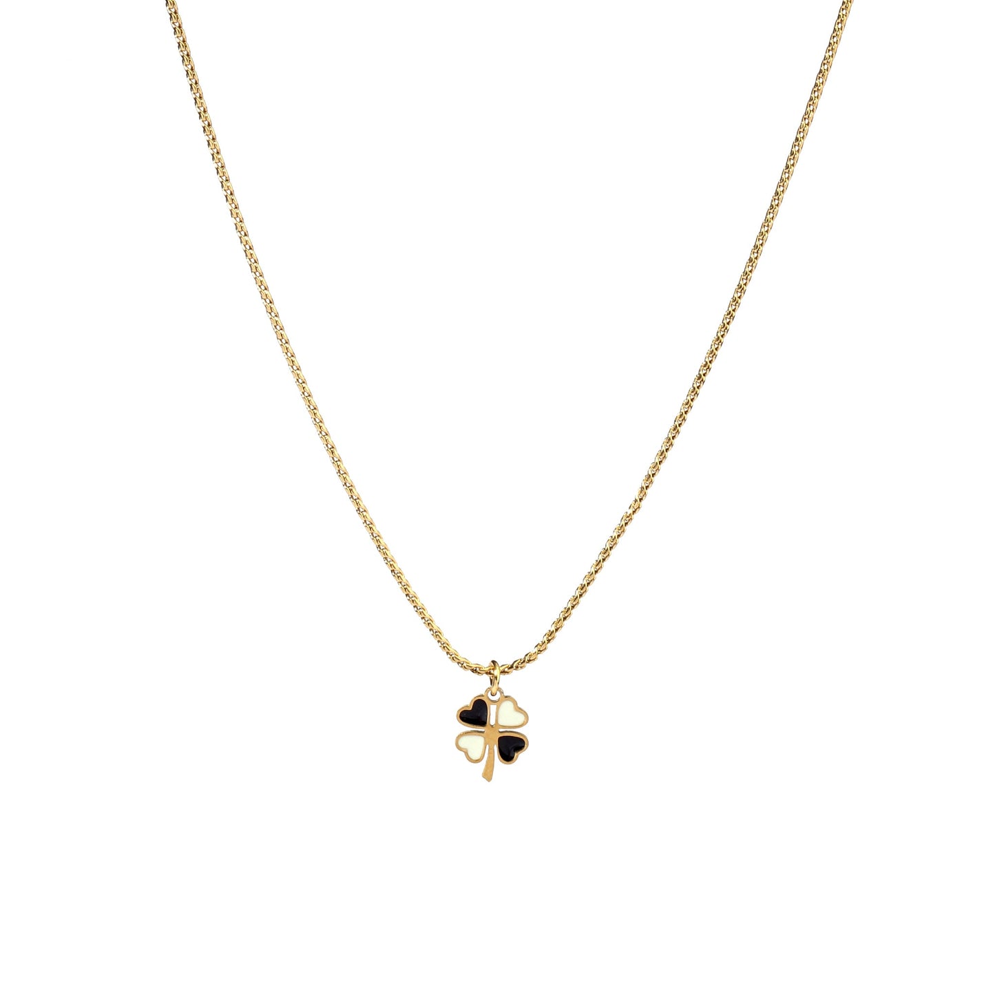 Black & White Clover Gold Necklace