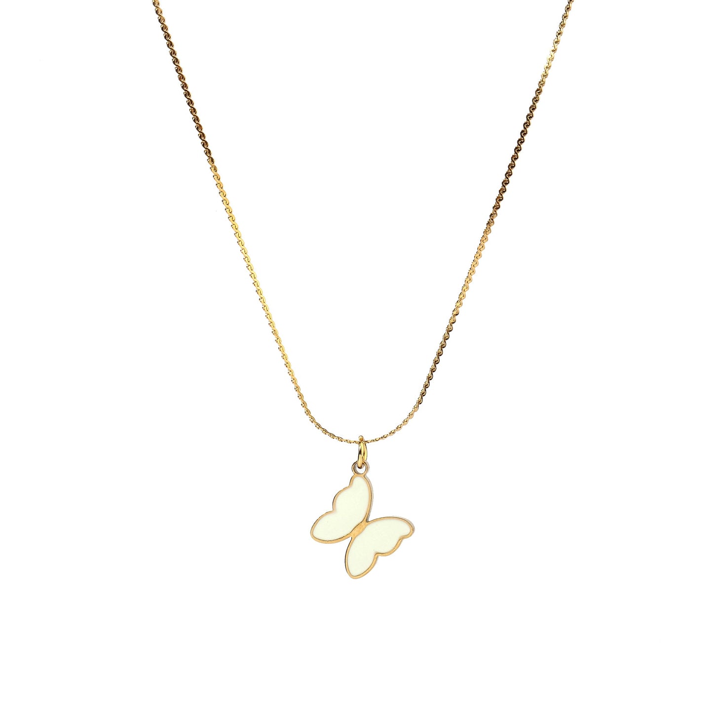 White Butterfly Gold Necklace