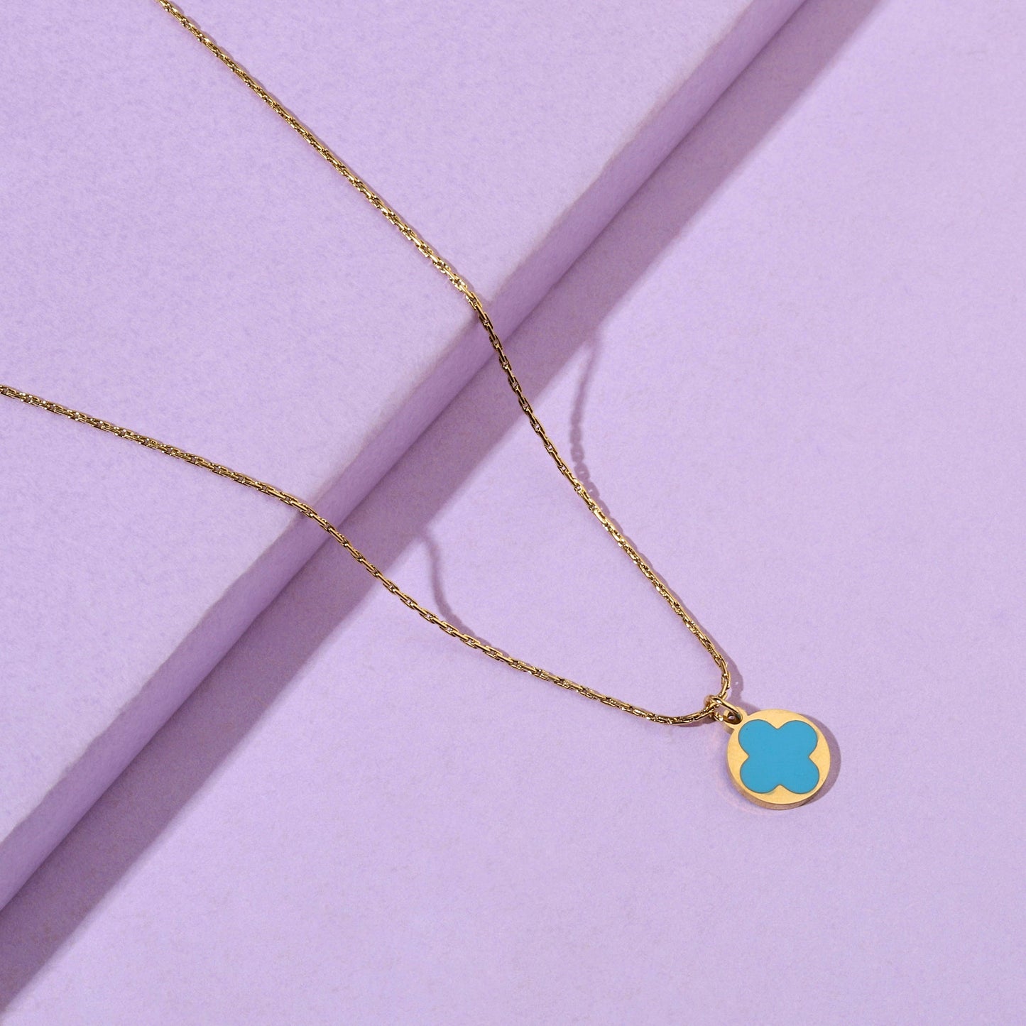 Blue Clover Gold Necklace