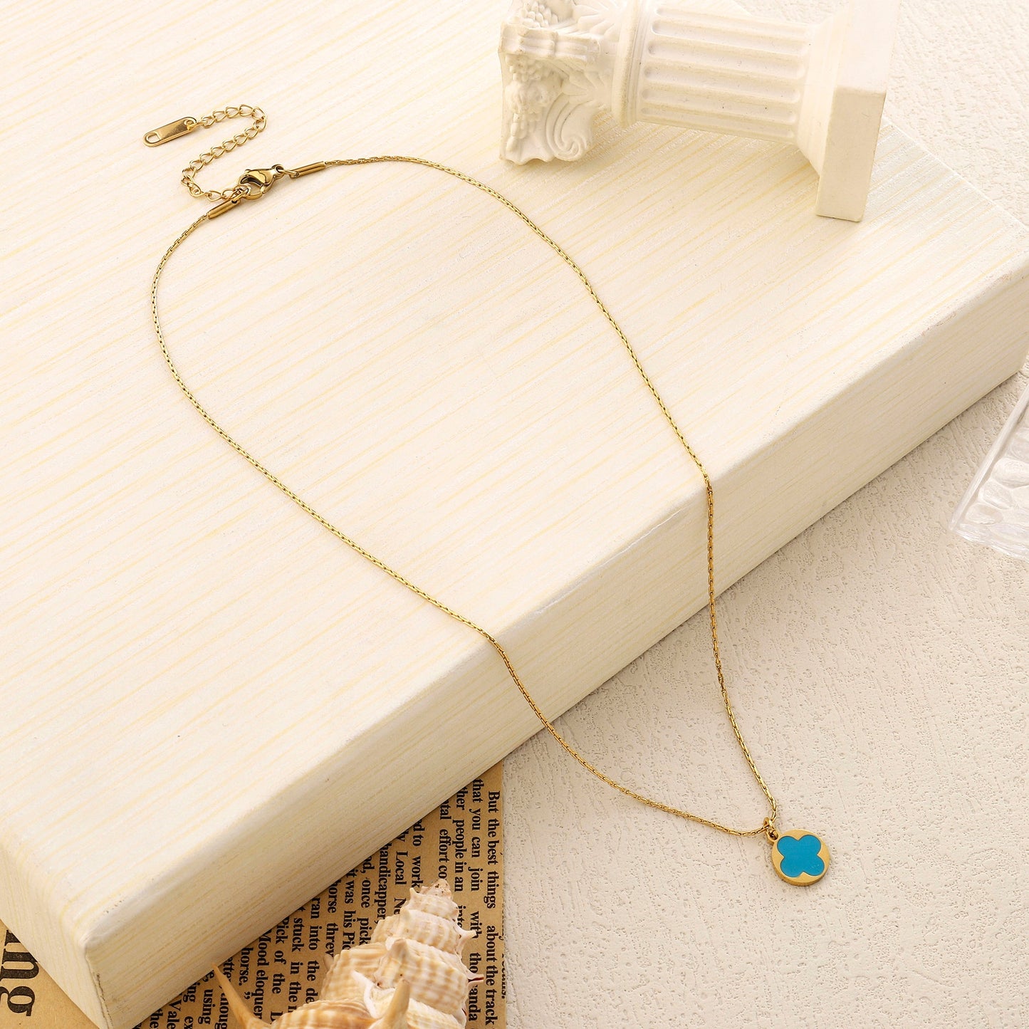 Blue Clover Gold Necklace