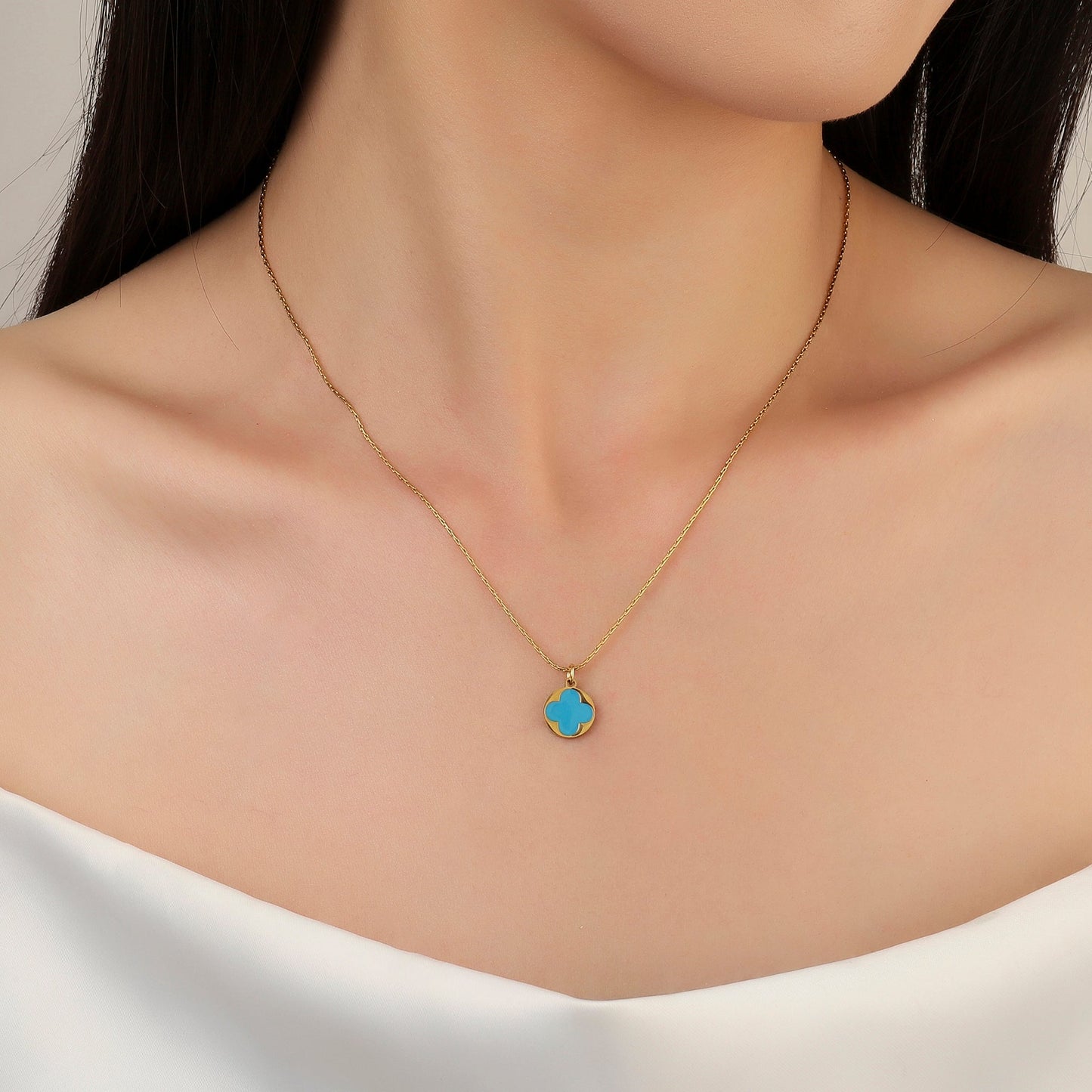 Blue Clover Gold Necklace