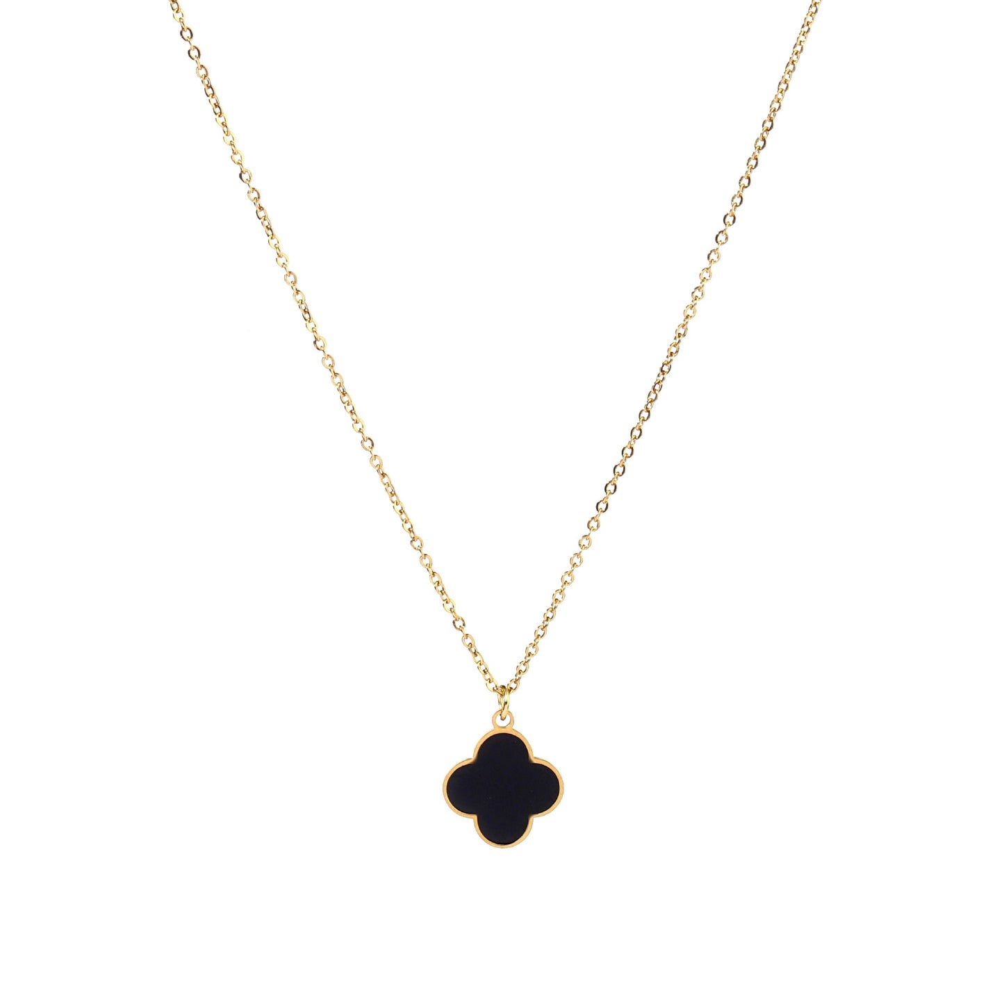 Black Beauty Clover Gold Necklace