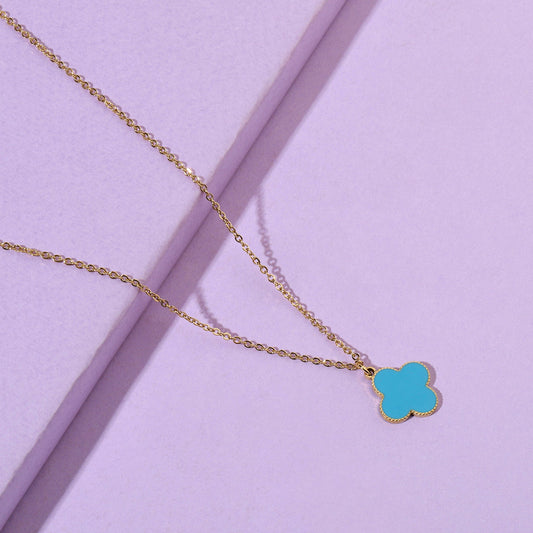 Teal Clover Gold Necklace