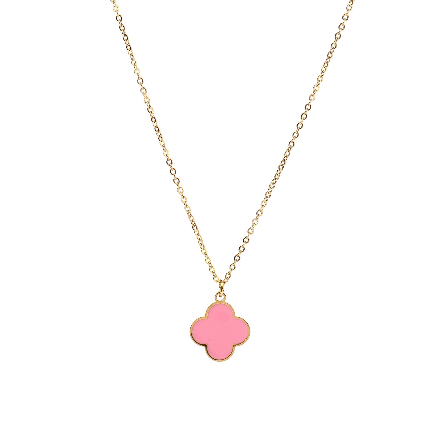 Blush Pink Clover Gold Necklace