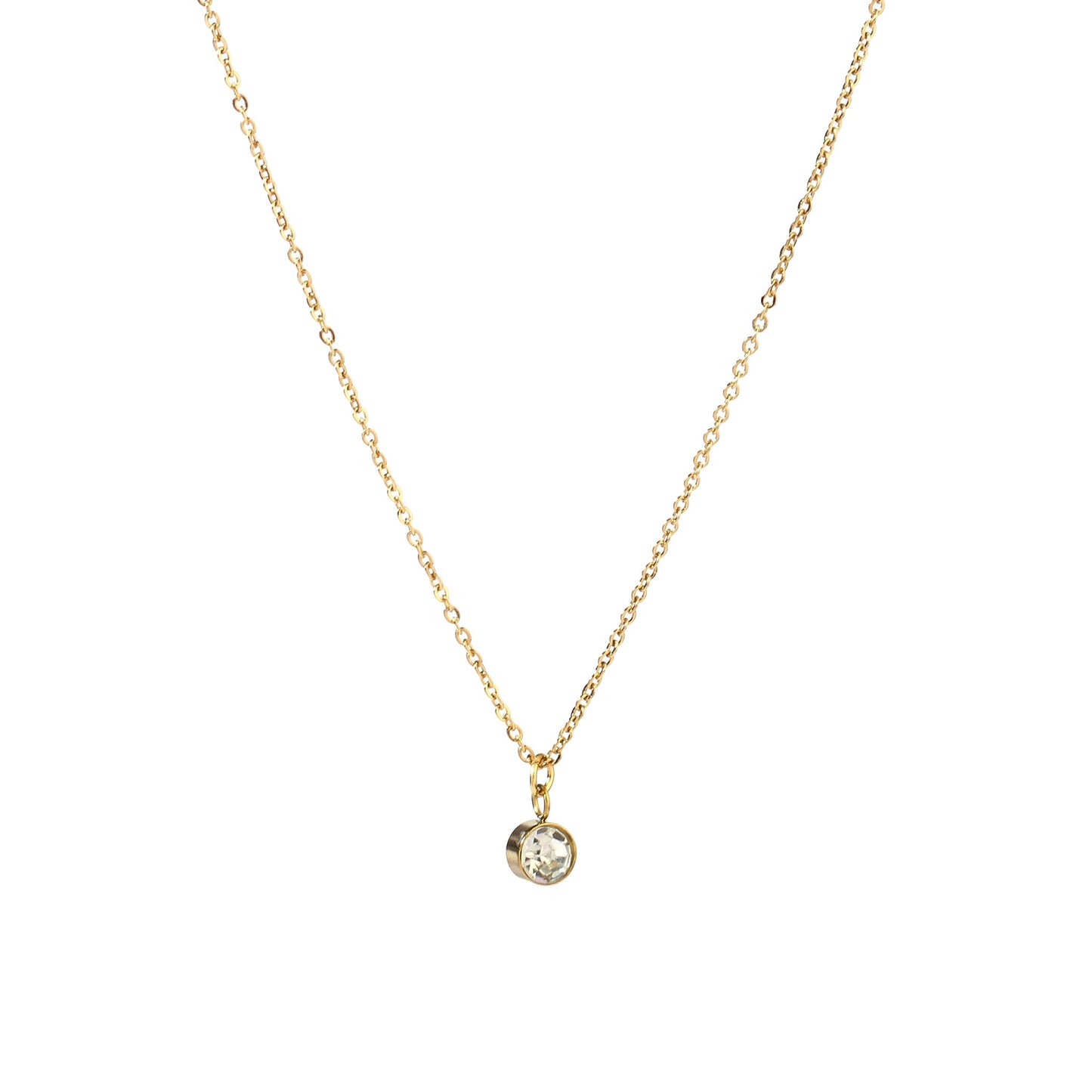 White Solitaire Gold Necklace