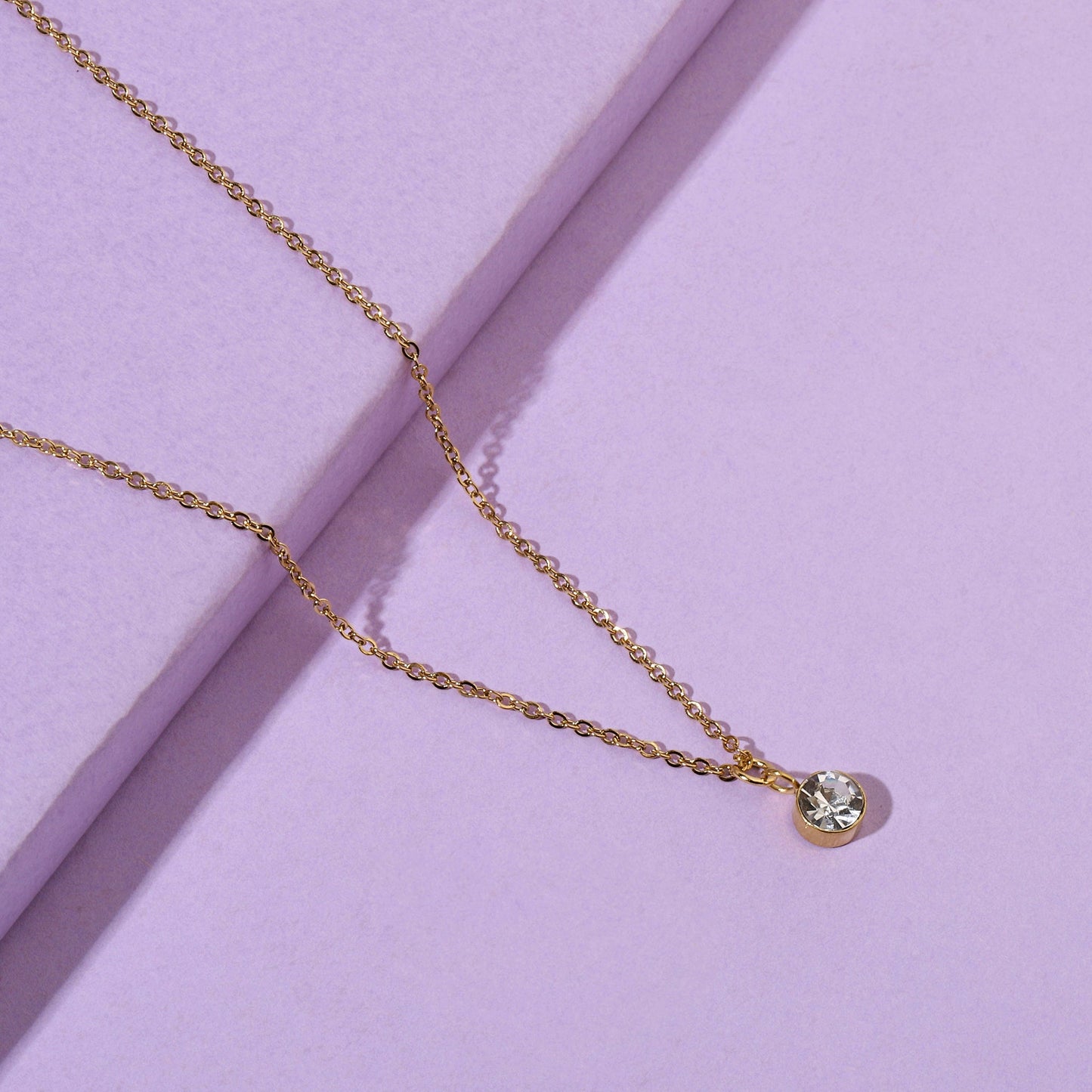 White Solitaire Gold Necklace