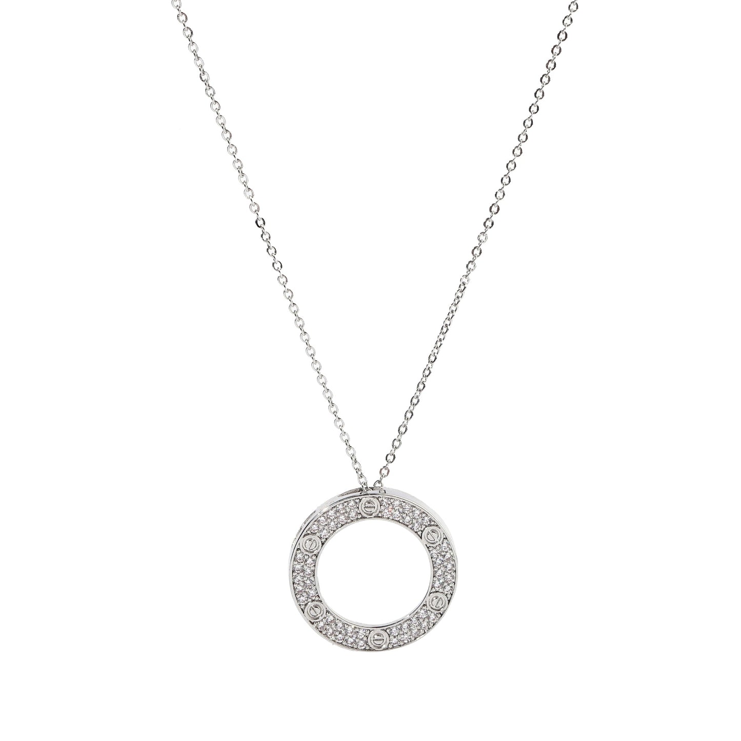 Studded Wheel Silver Necklace