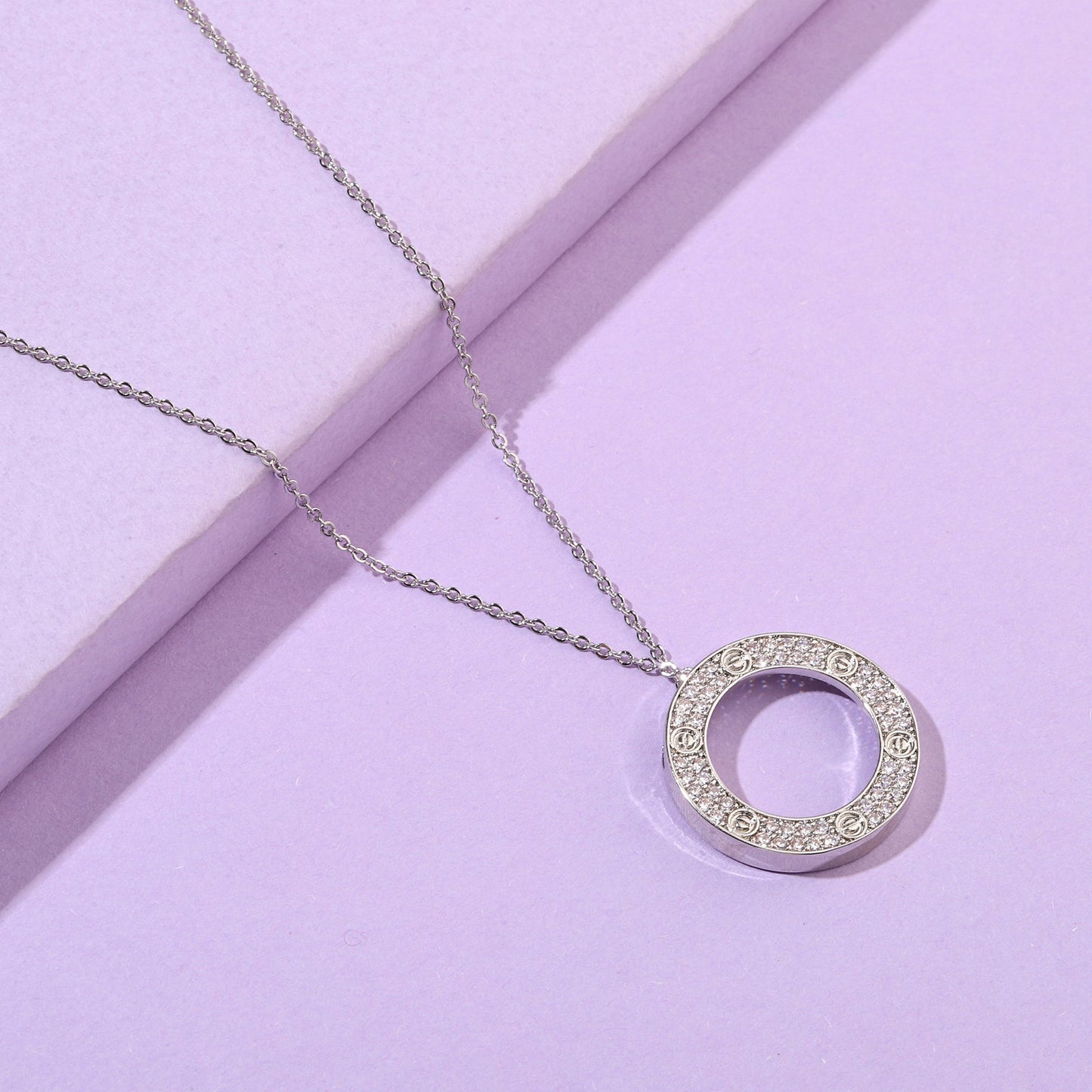 Studded Wheel Silver Necklace