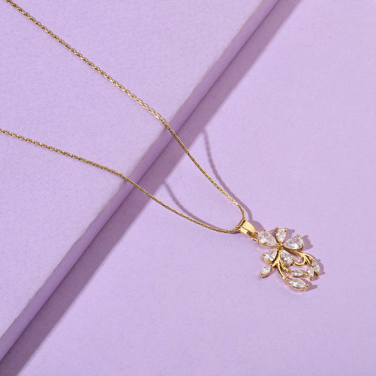 Crystal Petals Gold Necklace