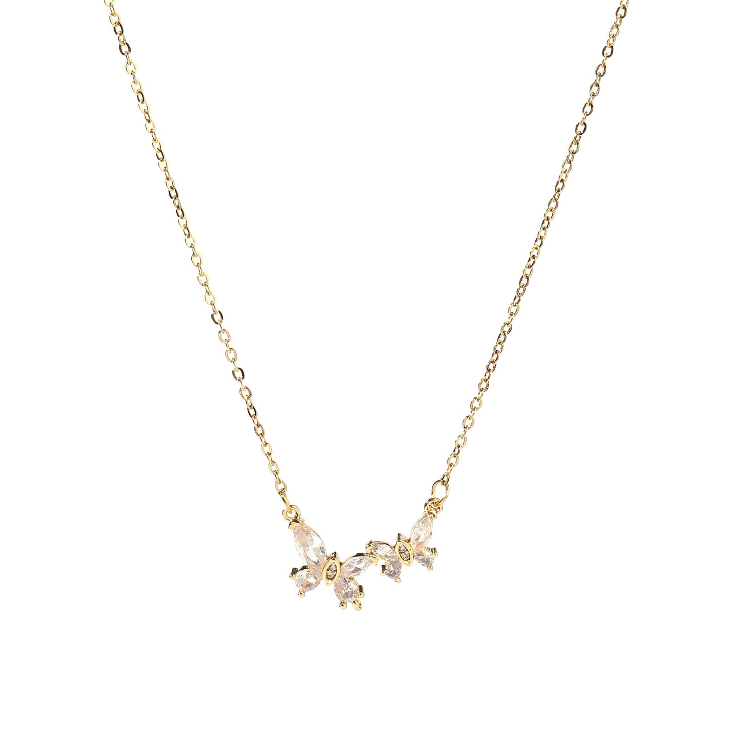 Buttery Crystal Duo Rosegold Necklace